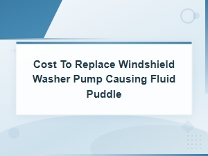 Windshield Washer Pump Replacement Cost for Fluid Puddle Leak